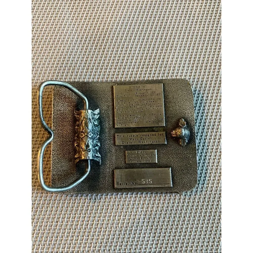 BELT BUCKLE BOEING 767 Airplane Jet Vintage 1982 Siskiyou buckle made in the USA
